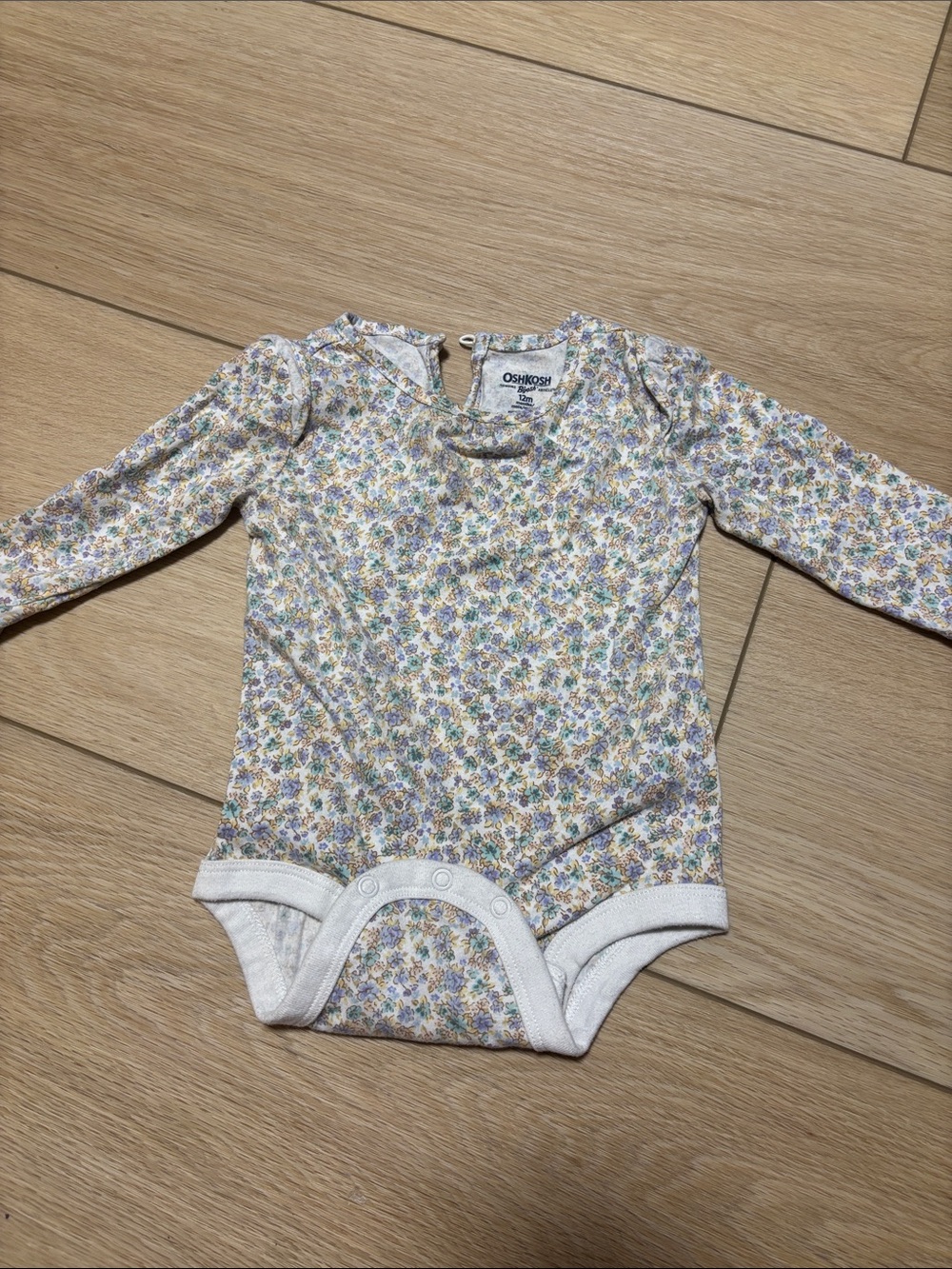 OshKosh B'gosh White Floral Long-Sleeve One-Piece